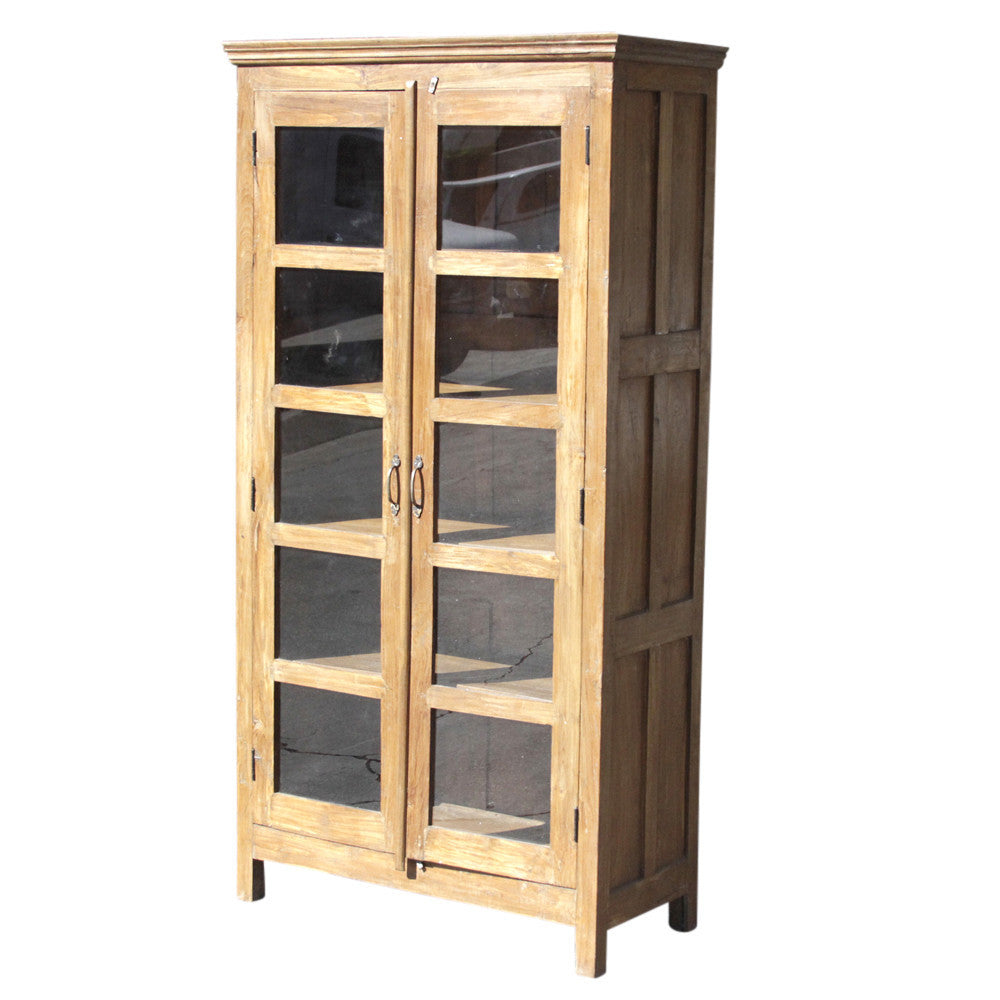 British Colonial Glass Door Bookcase