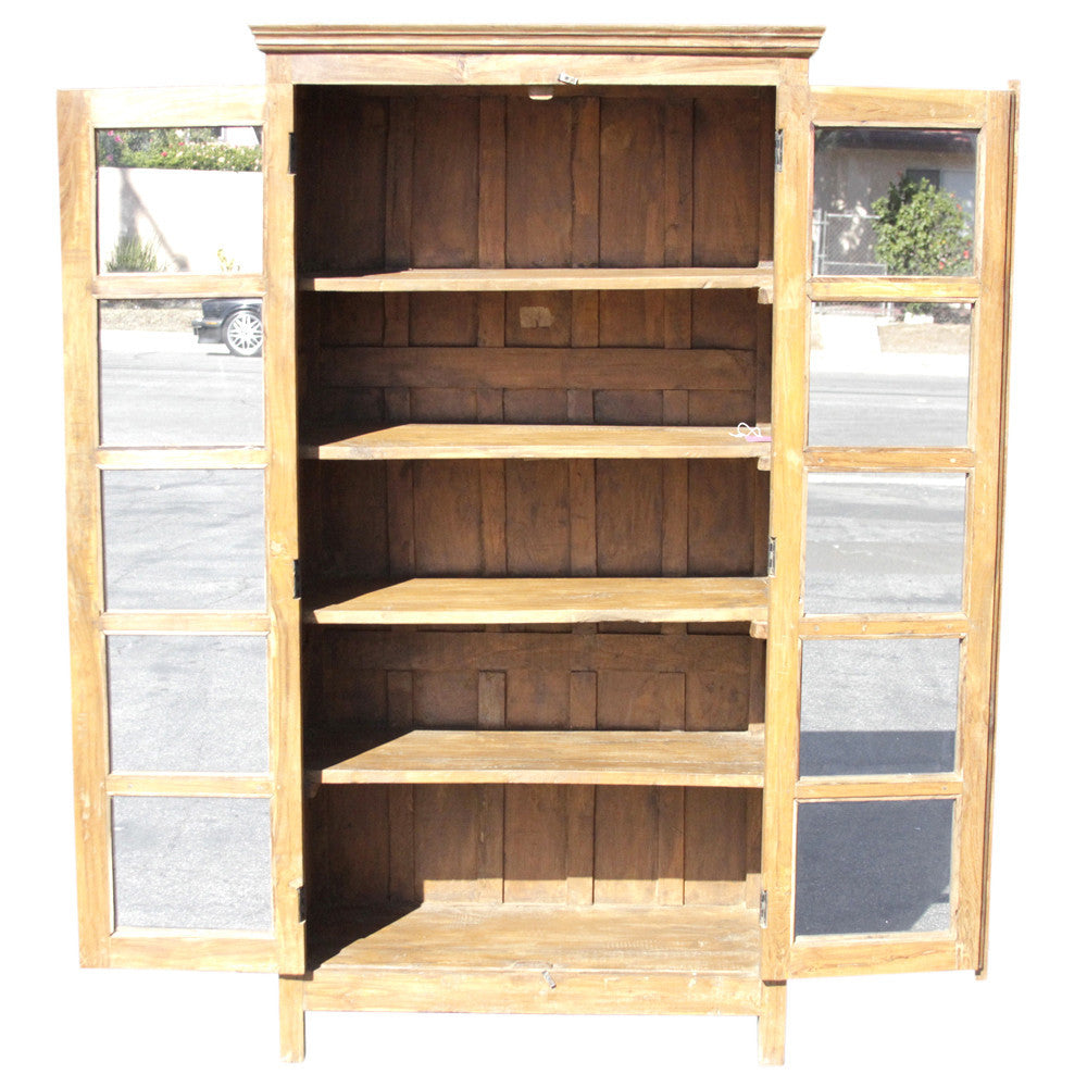 British Colonial Glass Door Bookcase