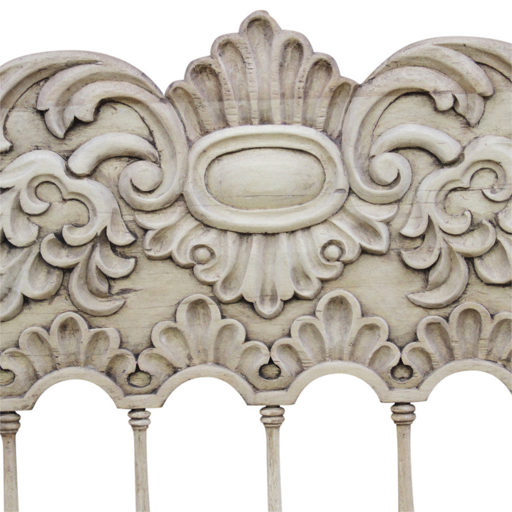 Peruvian Bleached Carved High Back Bench