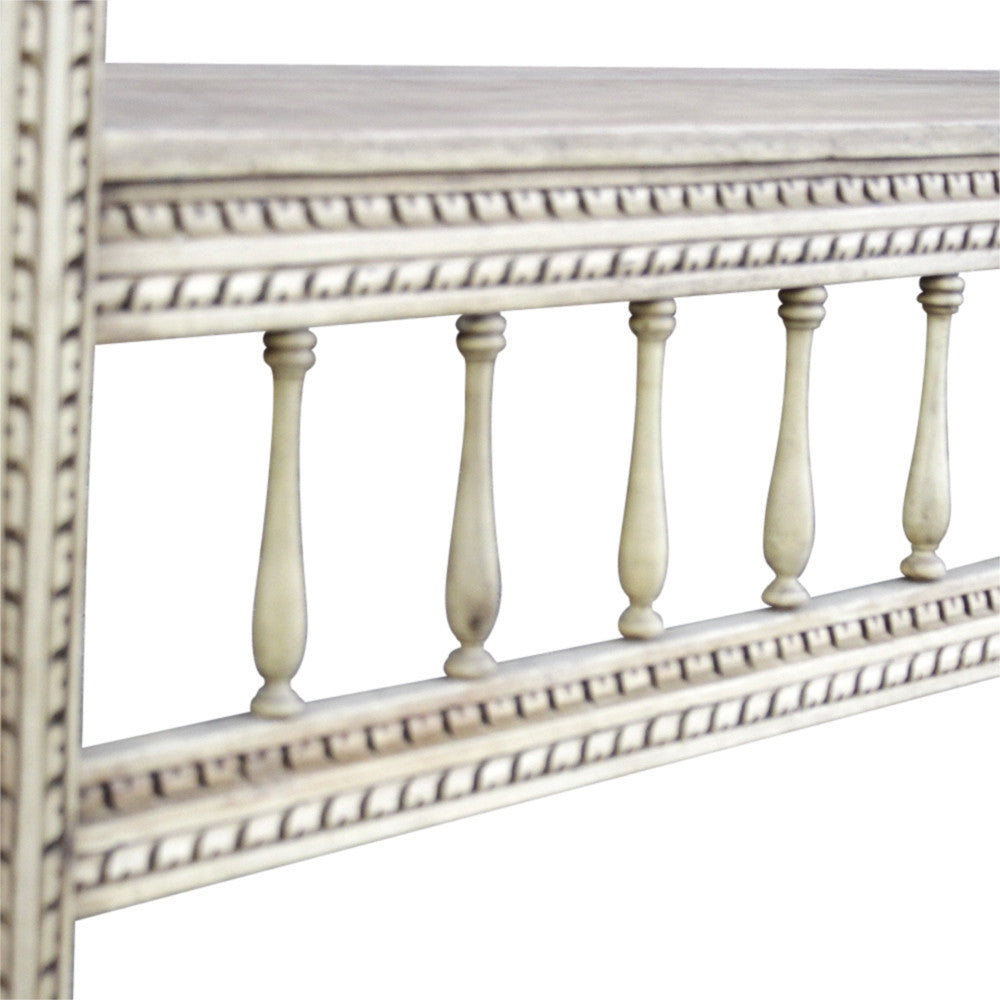 Peruvian Bleached Carved High Back Bench