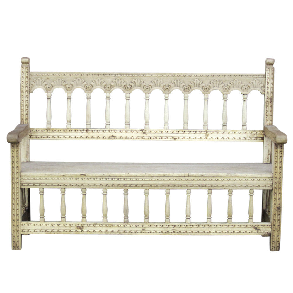 Peruvian Carved Florette Bench