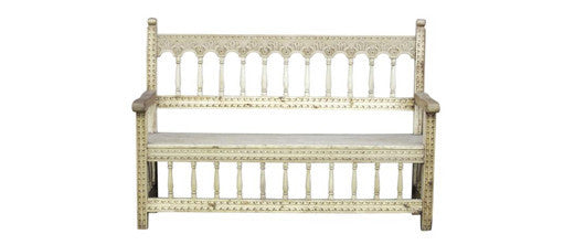 Peruvian Carved Florette Bench