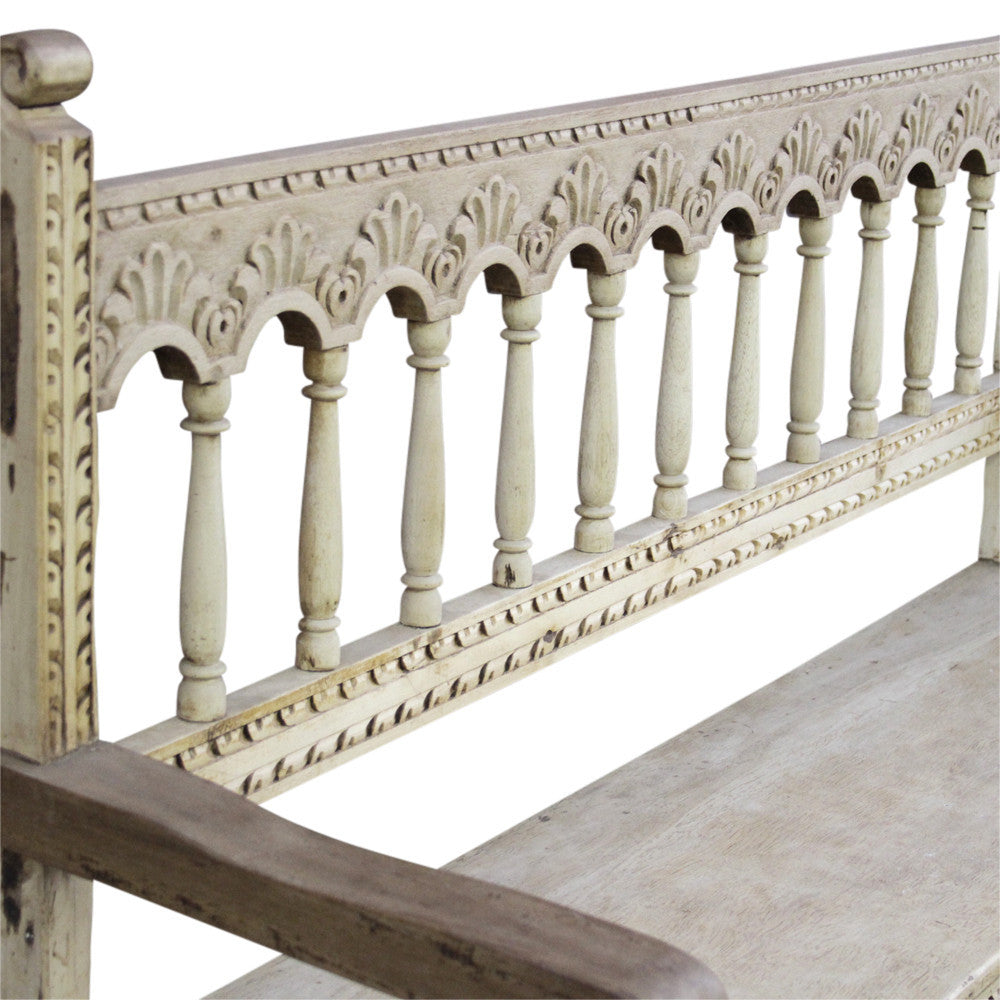 Peruvian Carved Florette Bench