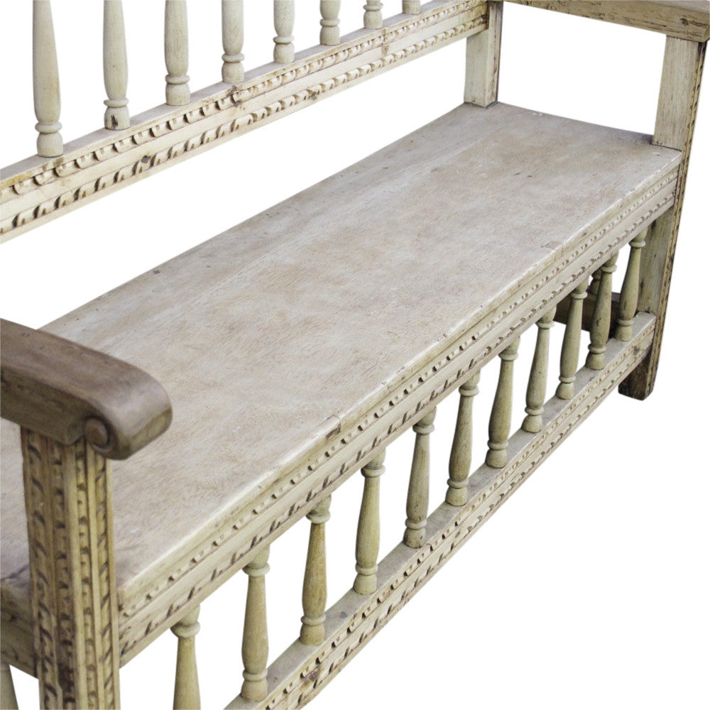 Peruvian Carved Florette Bench