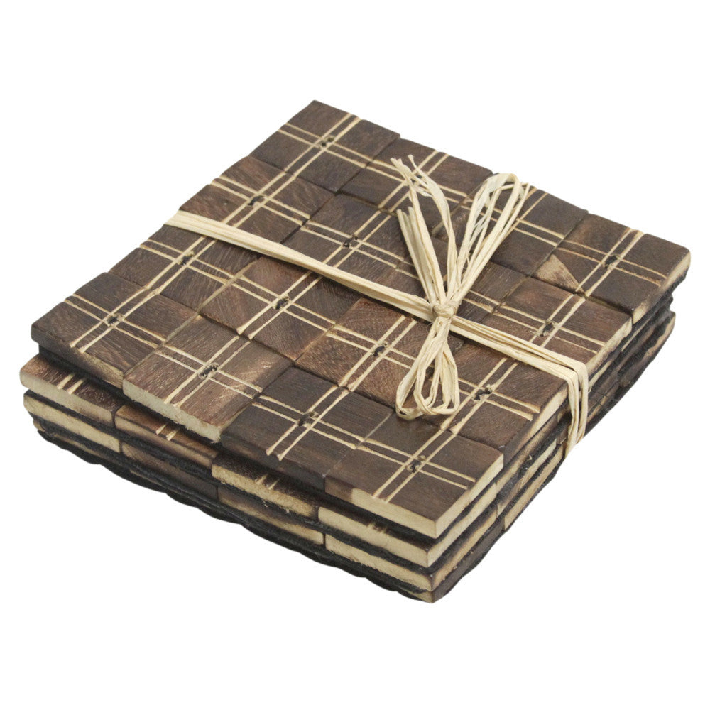 Striped Patterned Coconut Shell Coasters