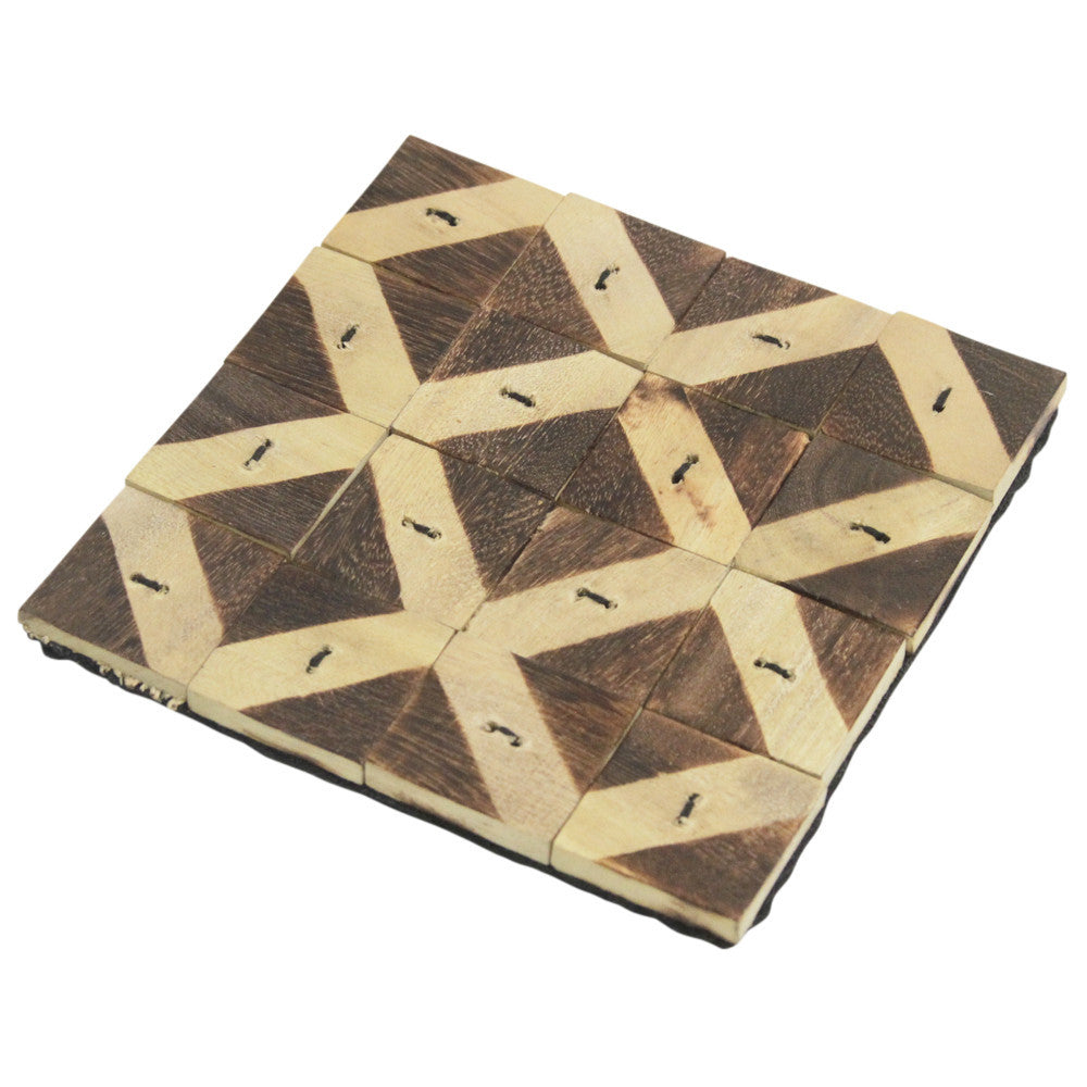 Geometric Patterned Coconut Shell Coasters