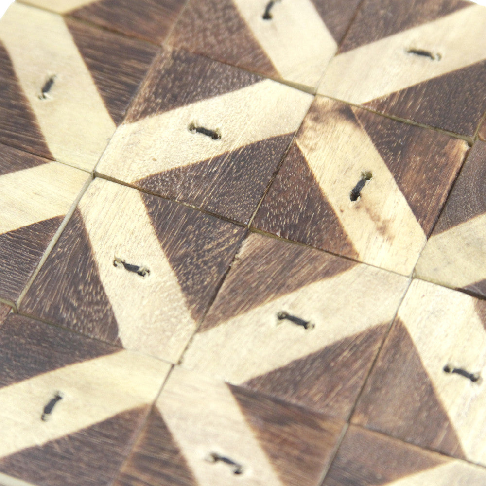 Geometric Patterned Coconut Shell Coasters