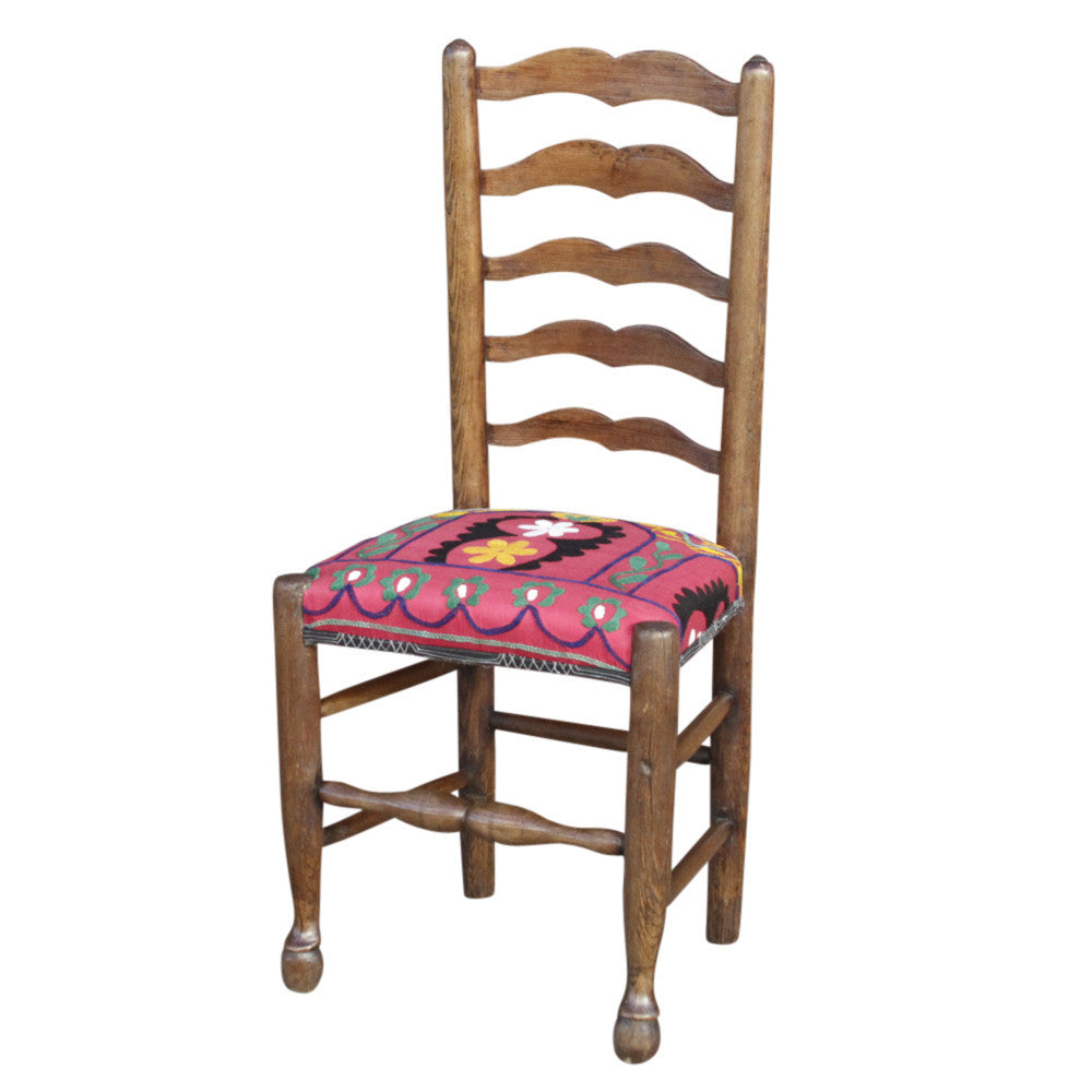 19th Century English Ladderback Suzani Chair