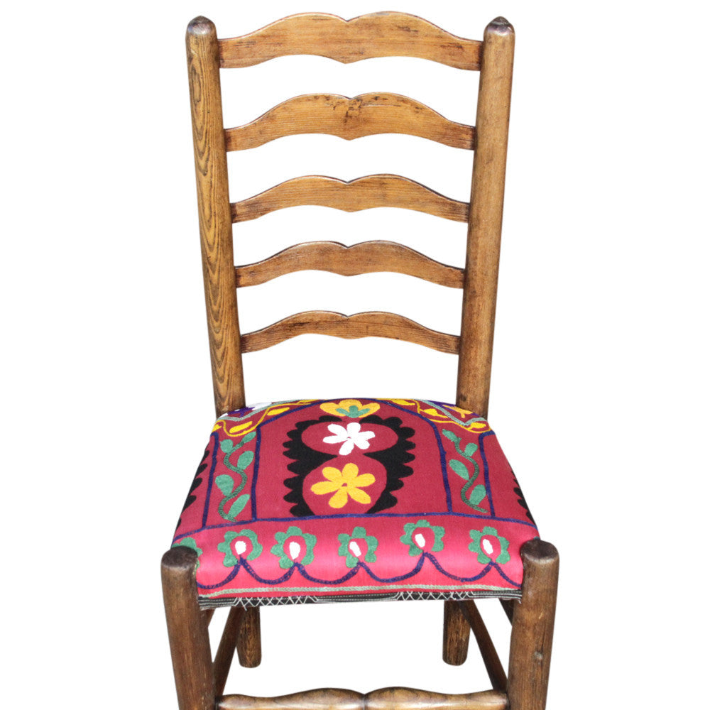 19th Century English Ladderback Suzani Chair