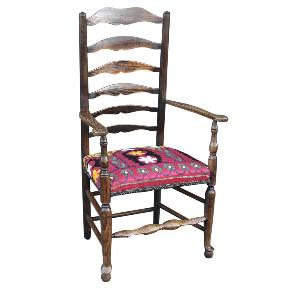 English Ladderback Suzani Arm Chair