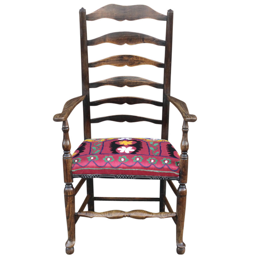 English Ladderback Suzani Arm Chair