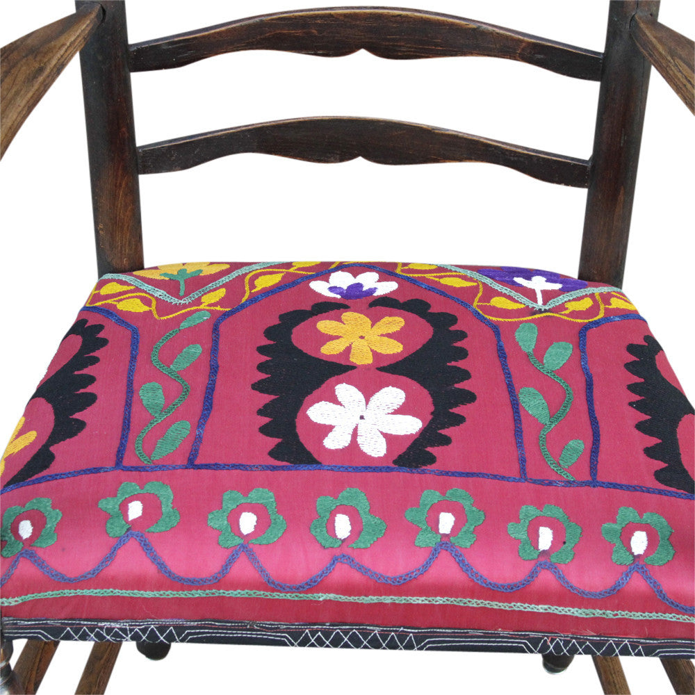 English Ladderback Suzani Arm Chair