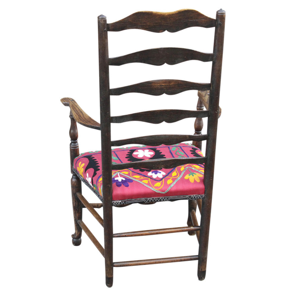English Ladderback Suzani Arm Chair