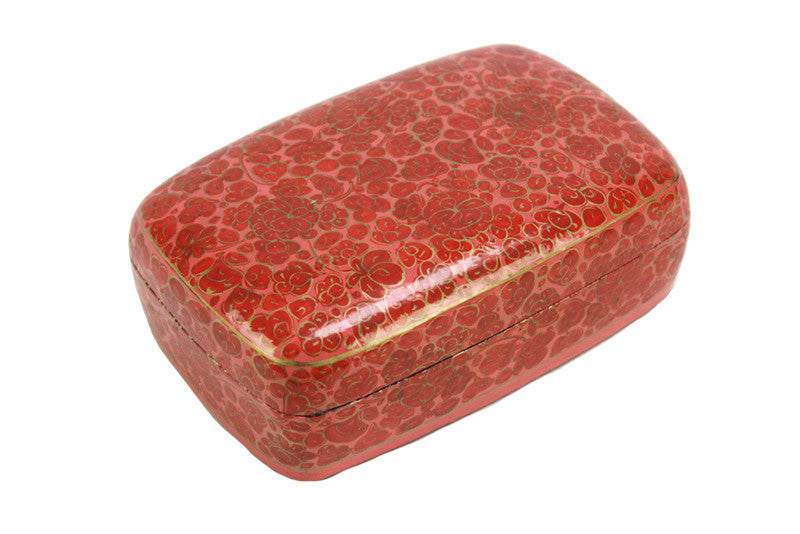 Coral Kashmiri Hand Painted Box