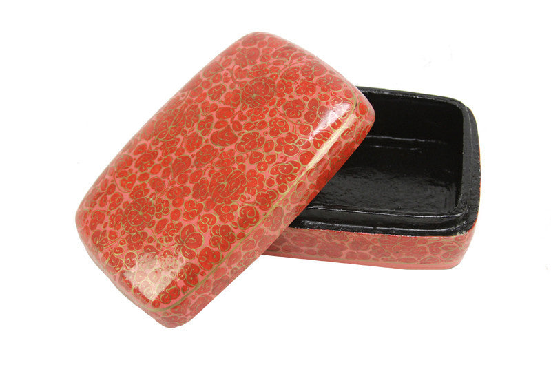 Coral Kashmiri Hand Painted Box