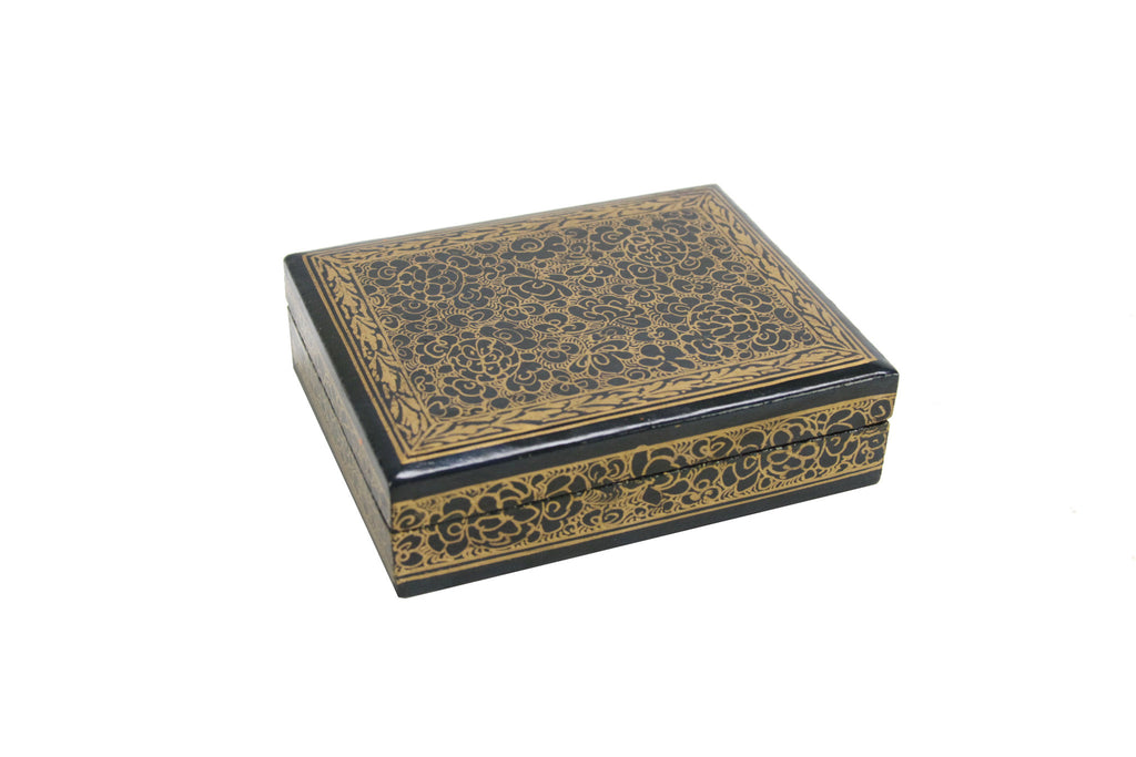 Deep Teal Kashmiri Hand Painted Box