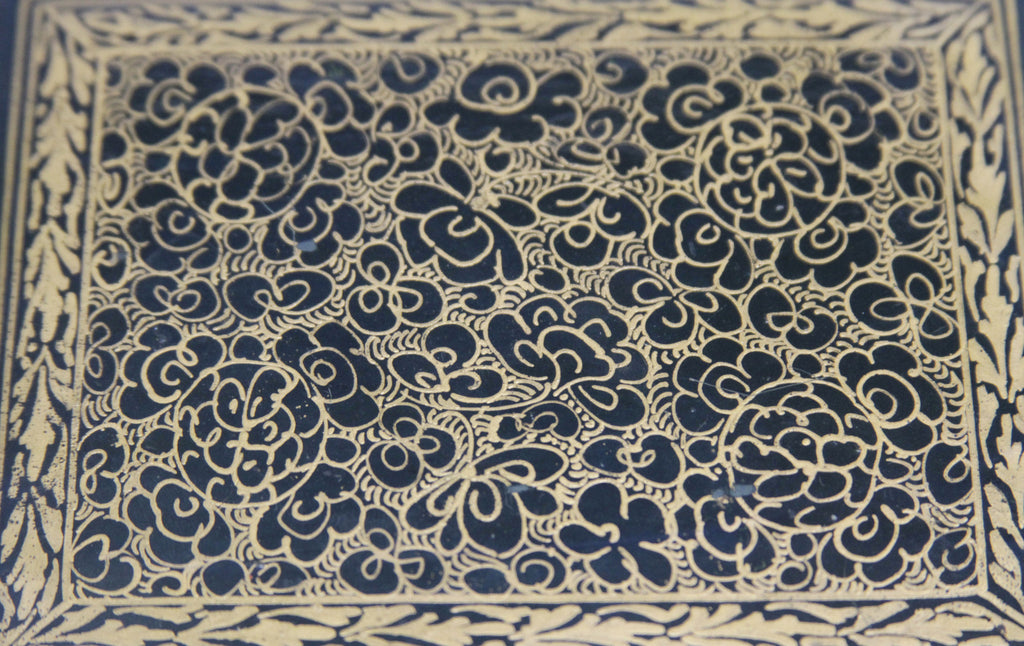 Deep Teal Kashmiri Hand Painted Box