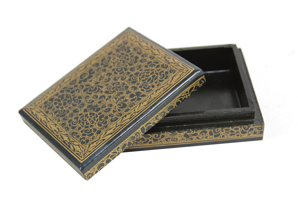 Deep Teal Kashmiri Hand Painted Box