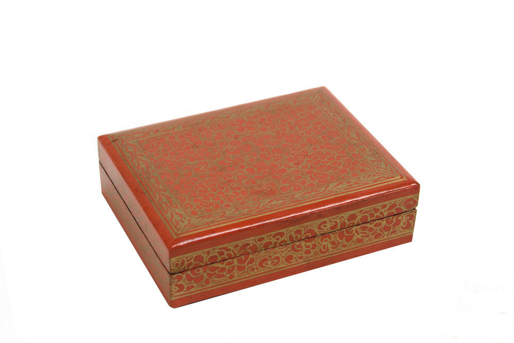 Tangerine Kashmiri Hand Painted Box