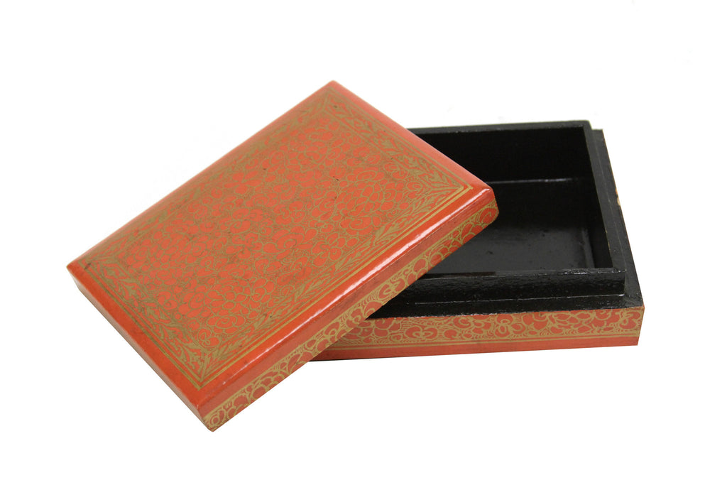 Tangerine Kashmiri Hand Painted Box