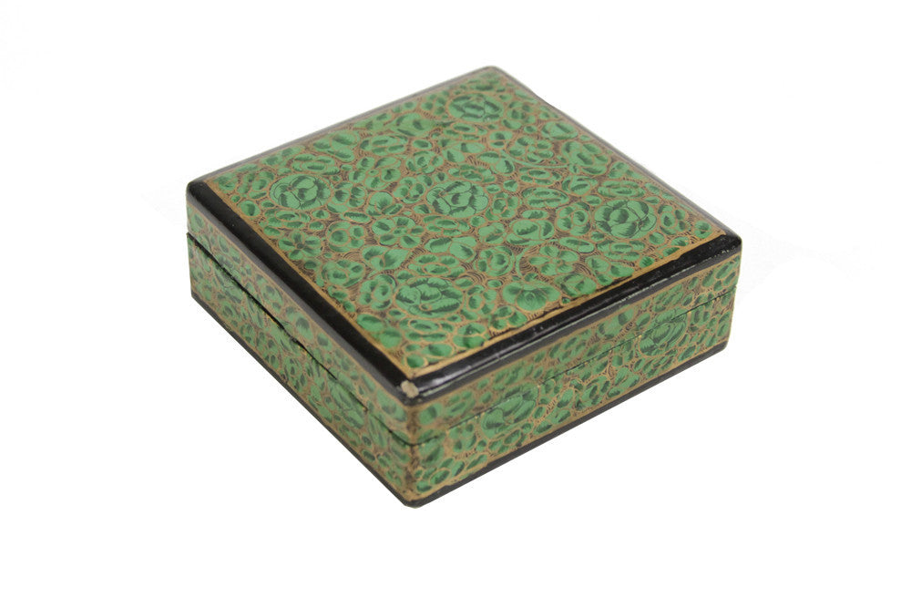 Jade Kashmiri Hand Painted Coaster Set W/ Box