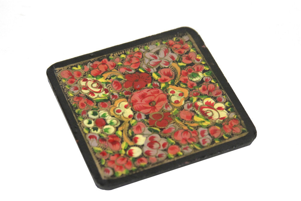 Multicolor Kashmiri Hand Painted Coaster Set W/ Box