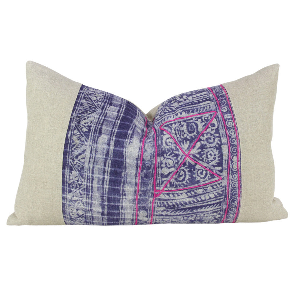 Indigo Lumbar Batik Linen V