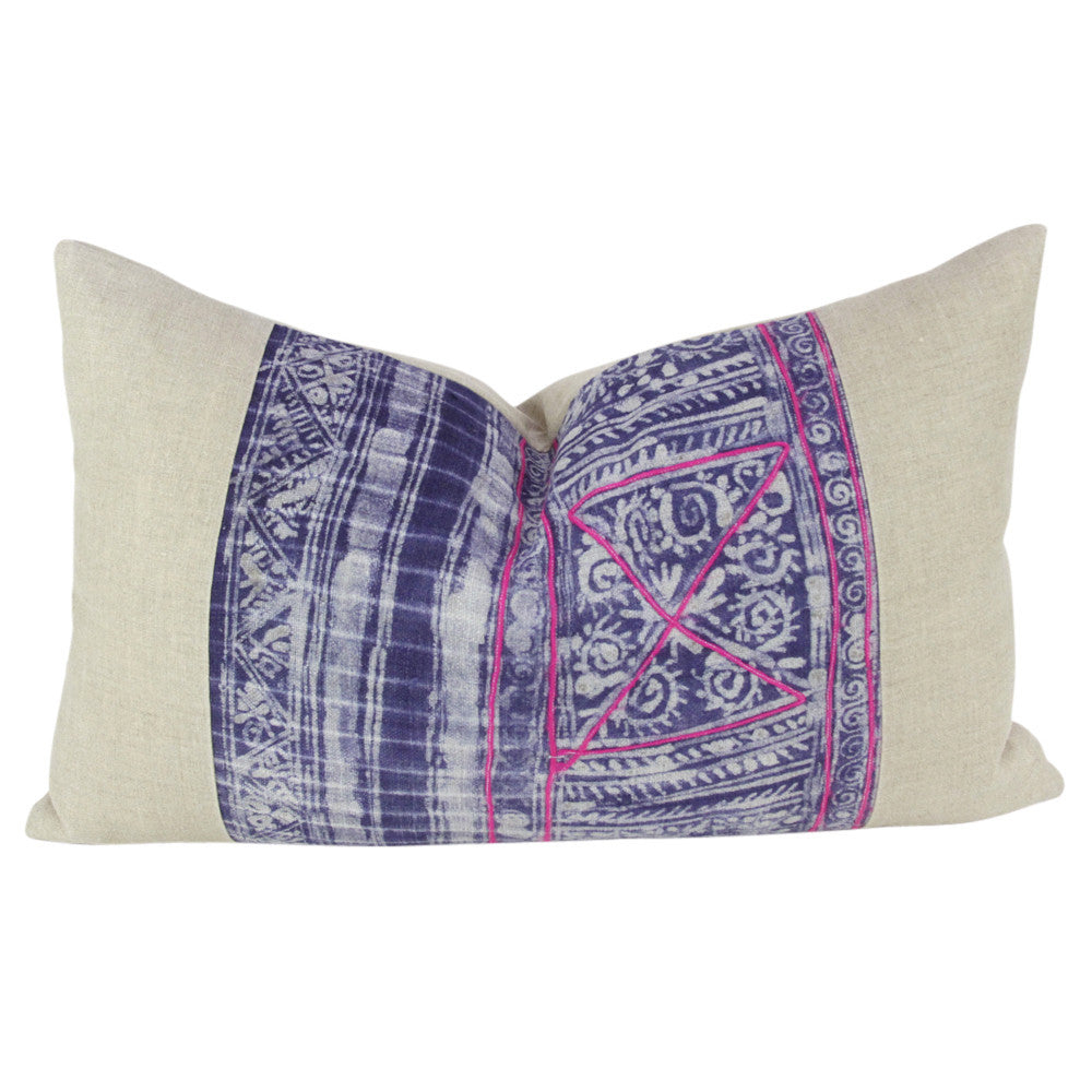 Indigo Lumbar Batik Linen V