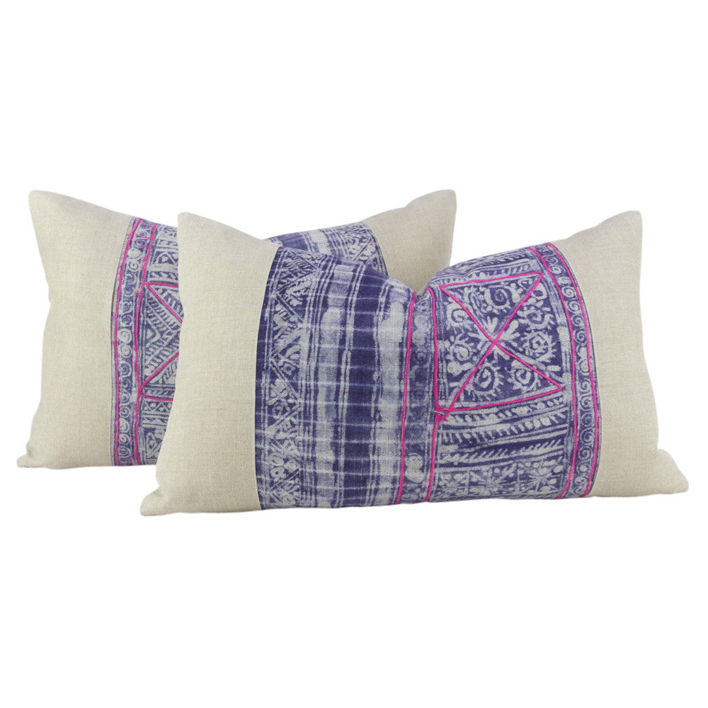 Indigo Lumbar Batik Linen V