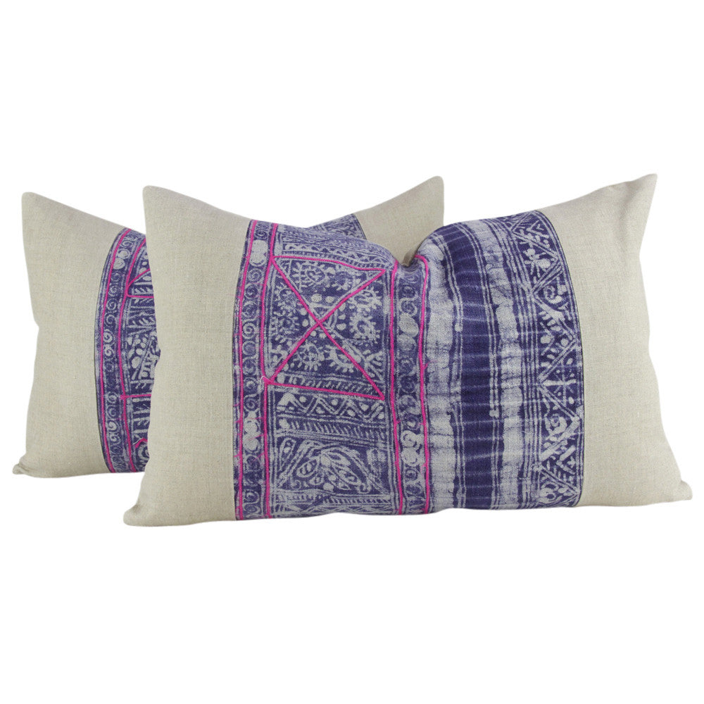 Indigo Lumbar Batik Linen VIII