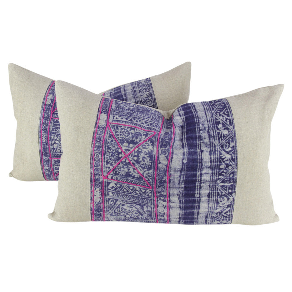 Indigo Lumbar Batik Linen VIII