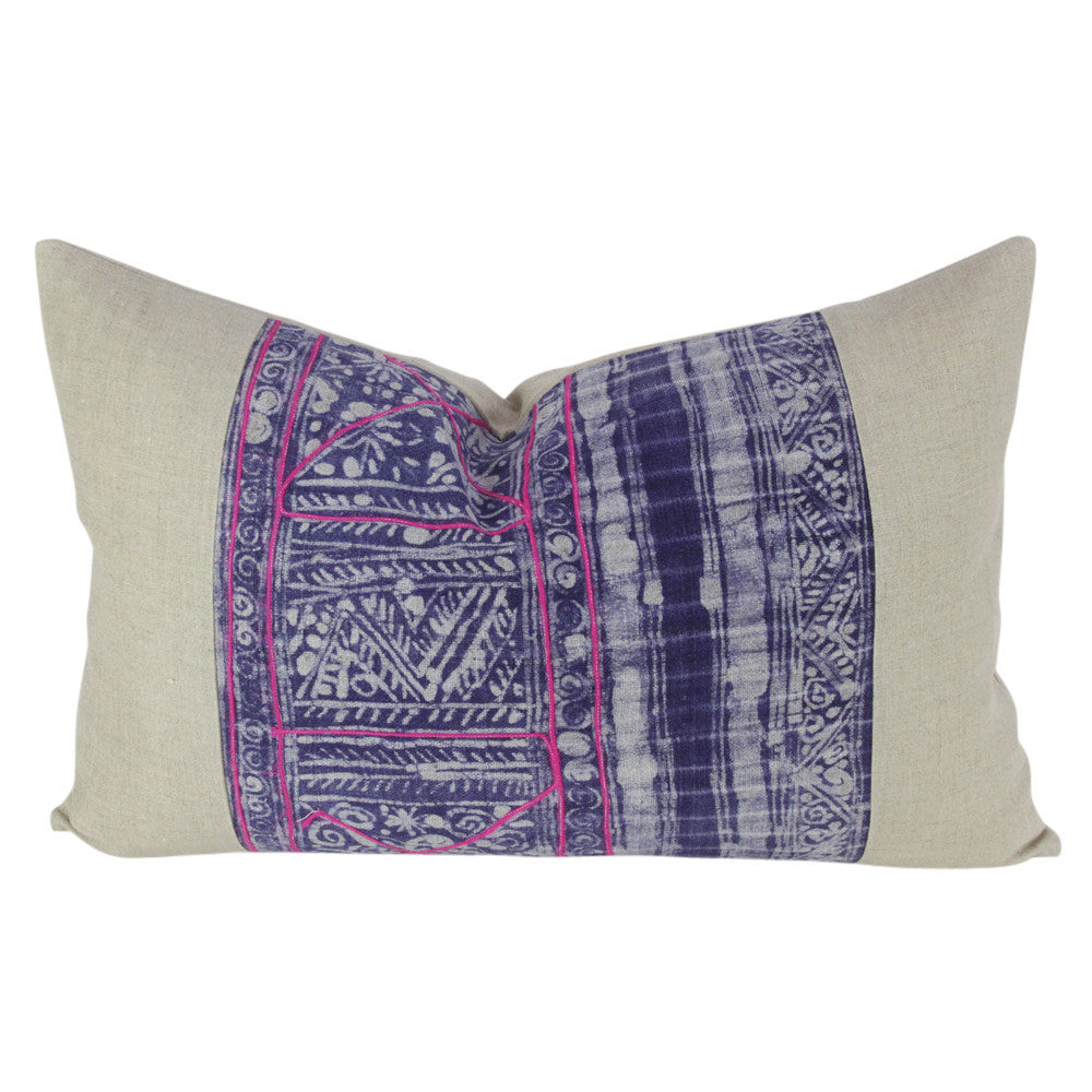 Indigo Lumbar Batik Linen IX
