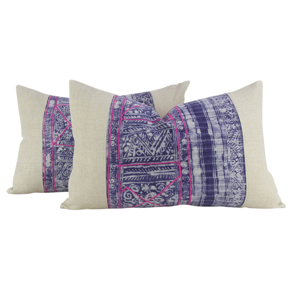 Indigo Lumbar Batik Linen IX