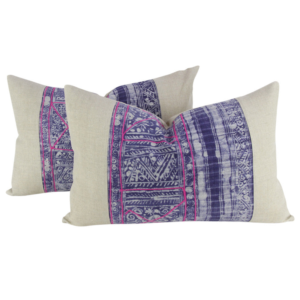 Indigo Lumbar Batik Linen IX