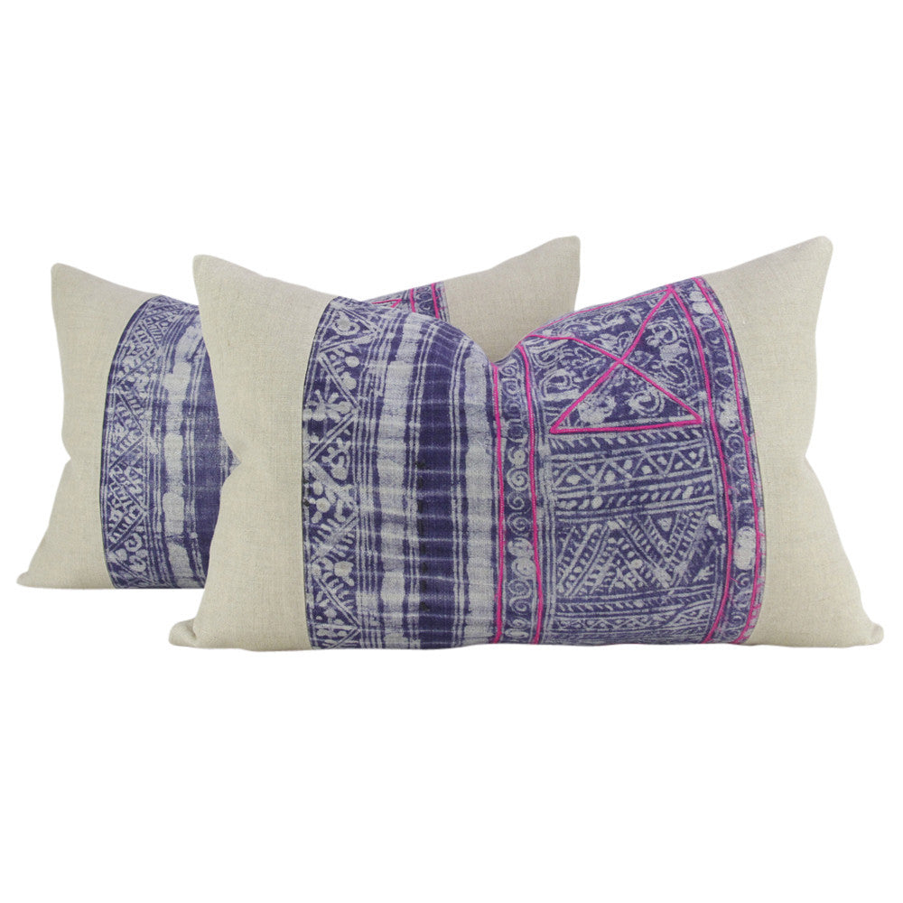 Indigo Lumbar Batik Linen XI