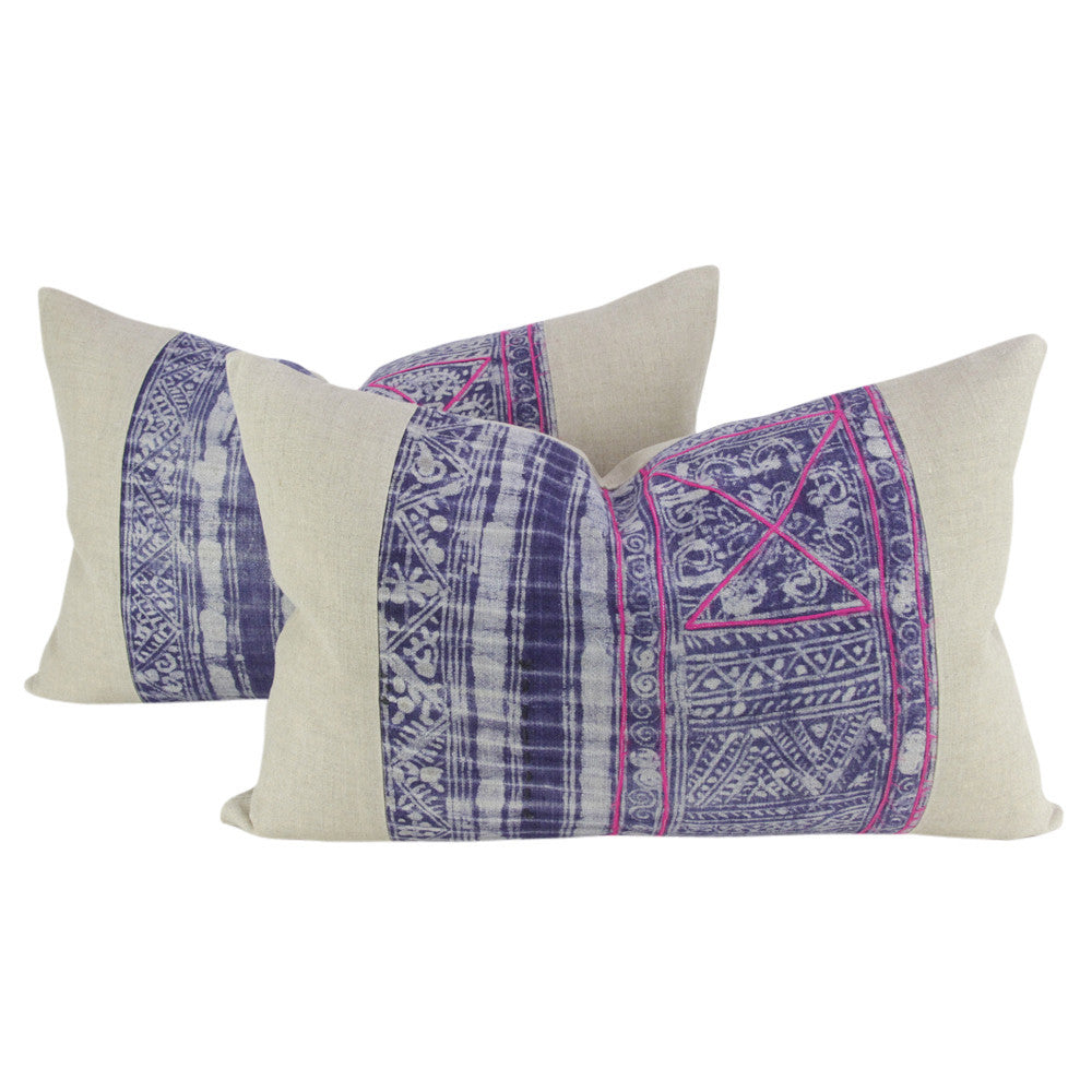 Indigo Lumbar Batik Linen XI