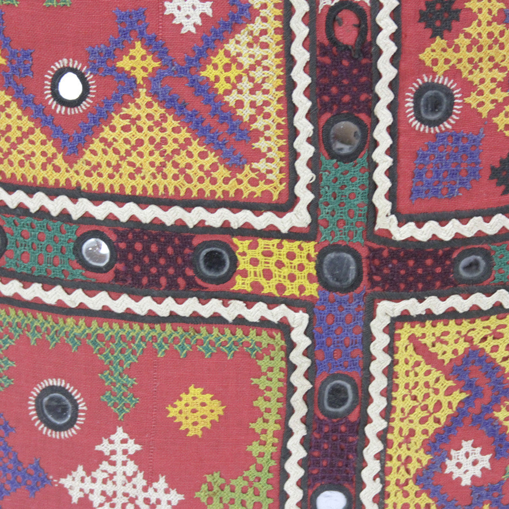 Large Antique Laal Reshmi Sutra Pillow