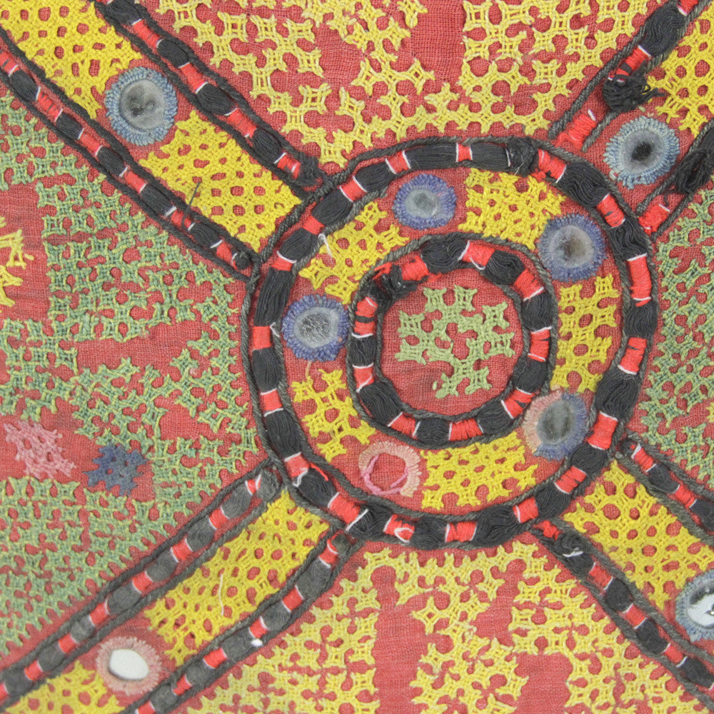 Large Antique Peela Reshmi Sutra Pillow