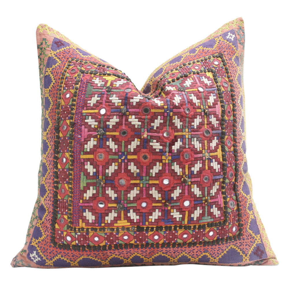 Antique Mirrored Reshmi Sutra Pillow