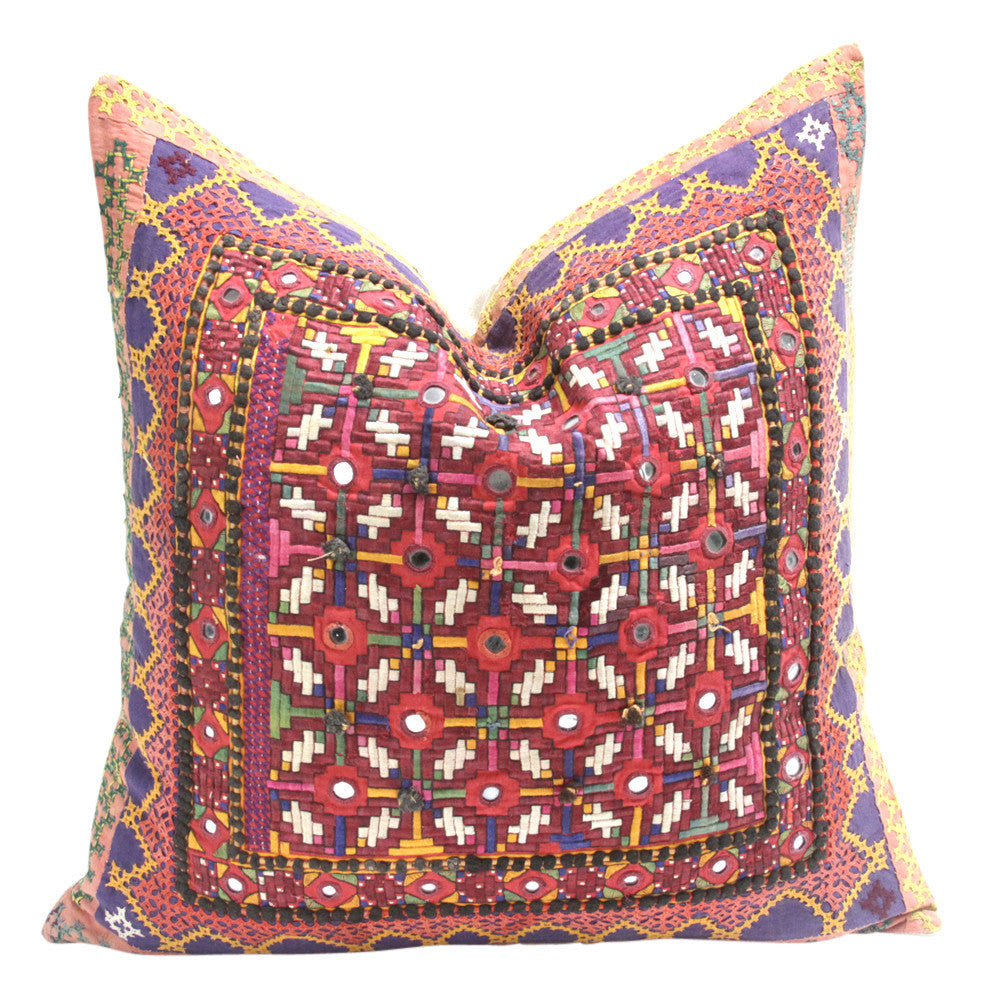 Antique Mirrored Reshmi Sutra Pillow