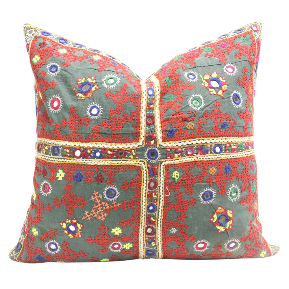 Antique Teal Reshmi Sutra Pillow