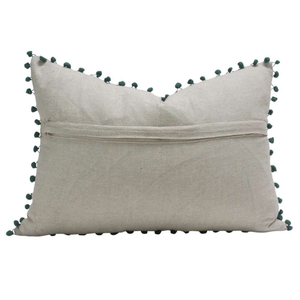 Swati Turqouise Pom Pom Pillow