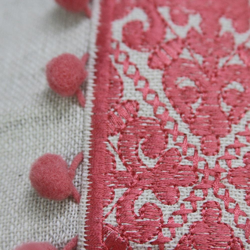 Swati Rose Pom Pom Pillow