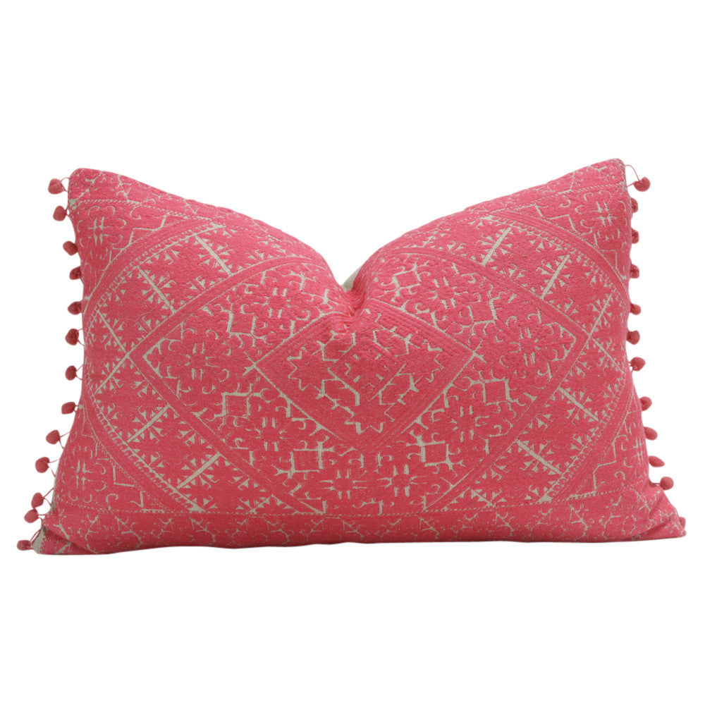 Swati Vivid Rosado Pom Pom Pillow