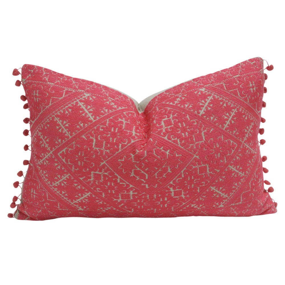 Swati Vivid Rosado Pom Pom Pillow