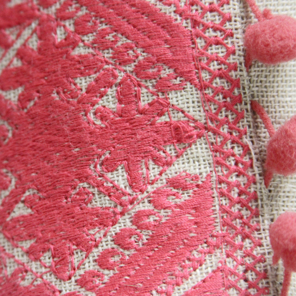 Swati Vivid Rosado Pom Pom Pillow