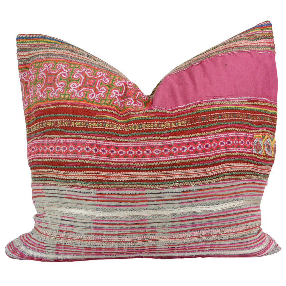 Large Square Hmong Hill Tribe Pillow