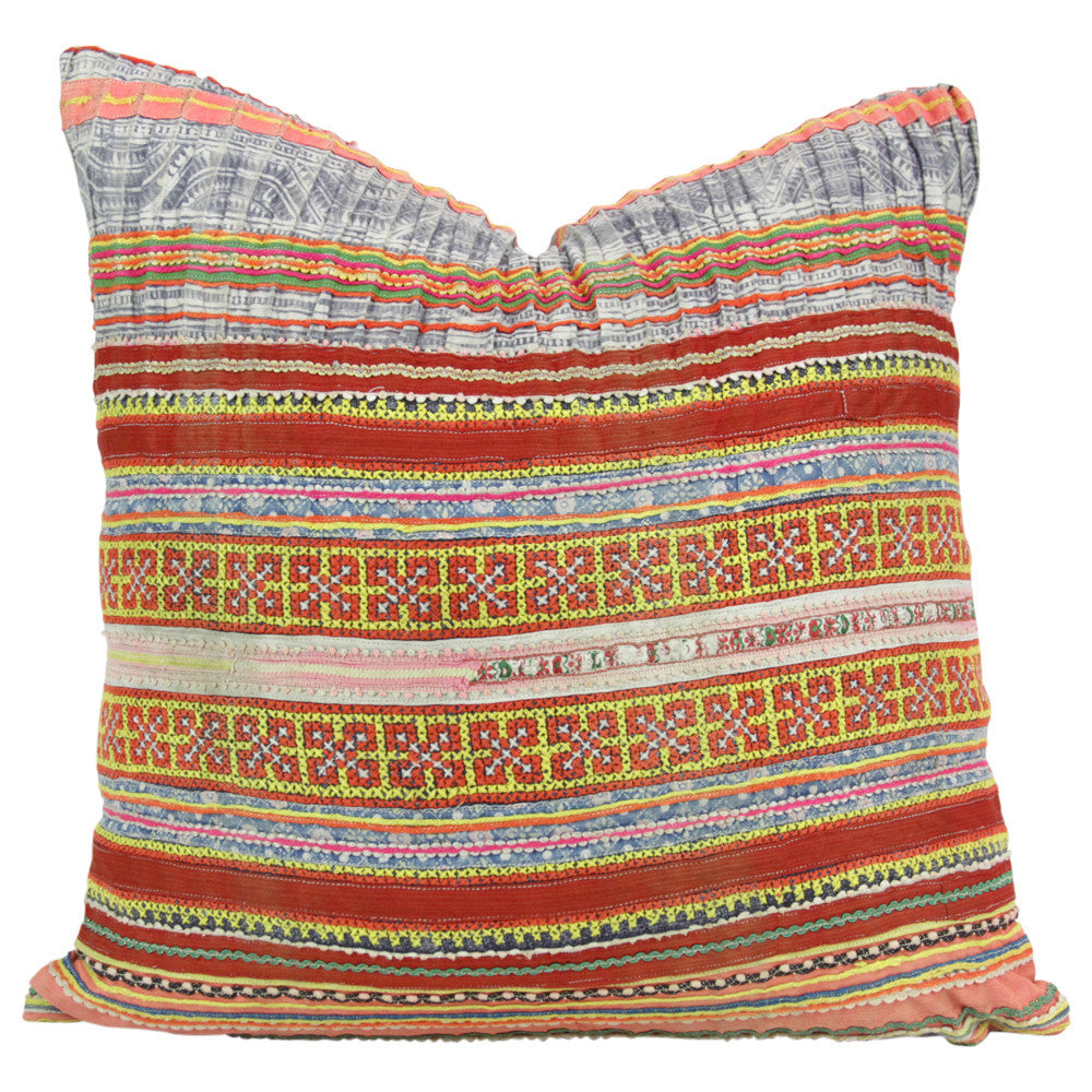 Bold Square Hmong Hill Tribe Pillow