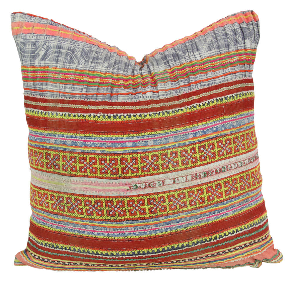 Bold Square Hmong Hill Tribe Pillow