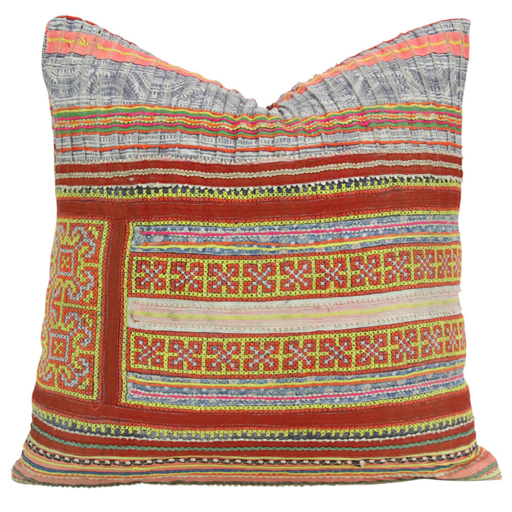 Bold Square Hmong Hill Tribe Pillow